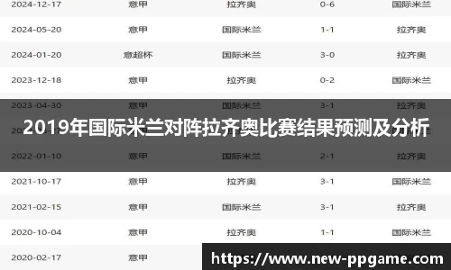 2019年国际米兰对阵拉齐奥比赛结果预测及分析